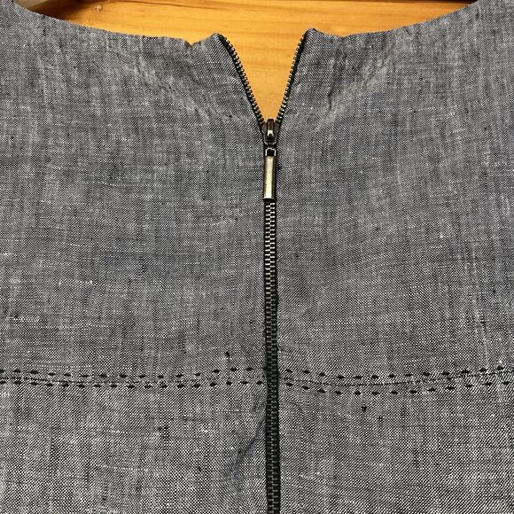 Saint Tropez West Washable Linen Sleeveless Sheath Dress Sz 6 Gray - Picture 2 of 5